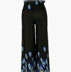 NWT WHITE MARK PALAZZO LOUNGE PEACOCK PANTS